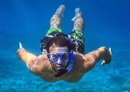 Snorkelling in clear water